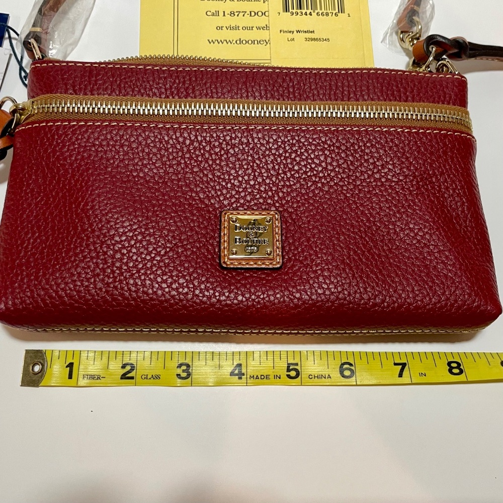 Dooney & Bourke Finley Wristlet Cranberry Pebble Leather NWT - Picture 4 of 7